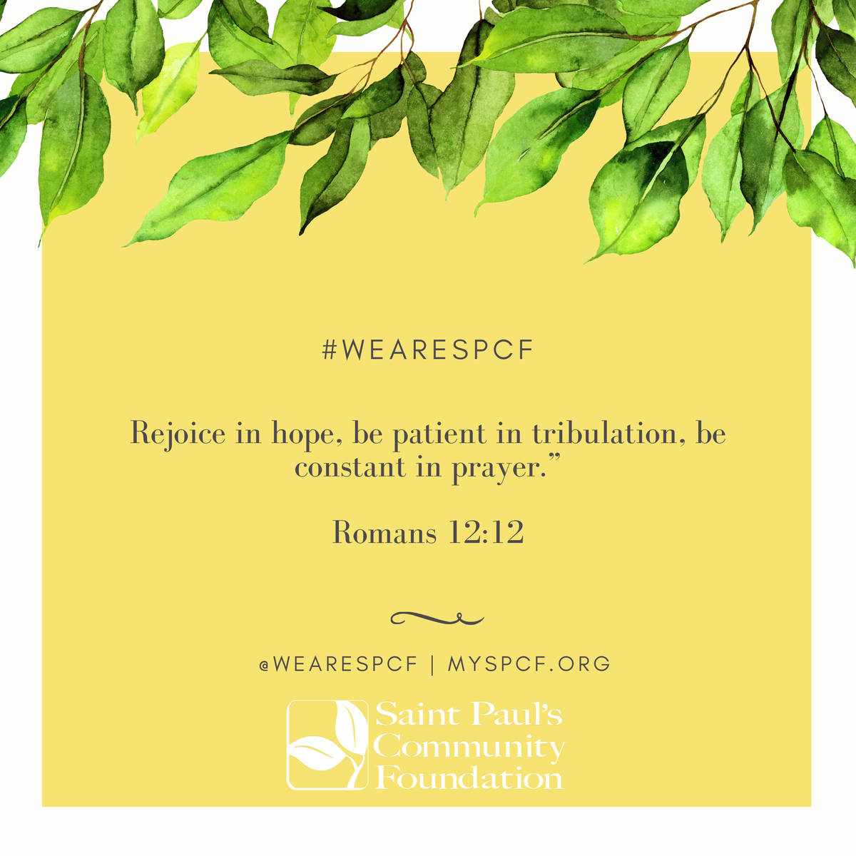 WeAreSPCF's tweet photo. Good morning! This virus is testing our patience and tempting our faith. Keep your hope alive. Stay safe and patient.  #alonetogether 

#wearespcf #sundaymorning #keepthefaith https://t.co/pdZWrAdzL9