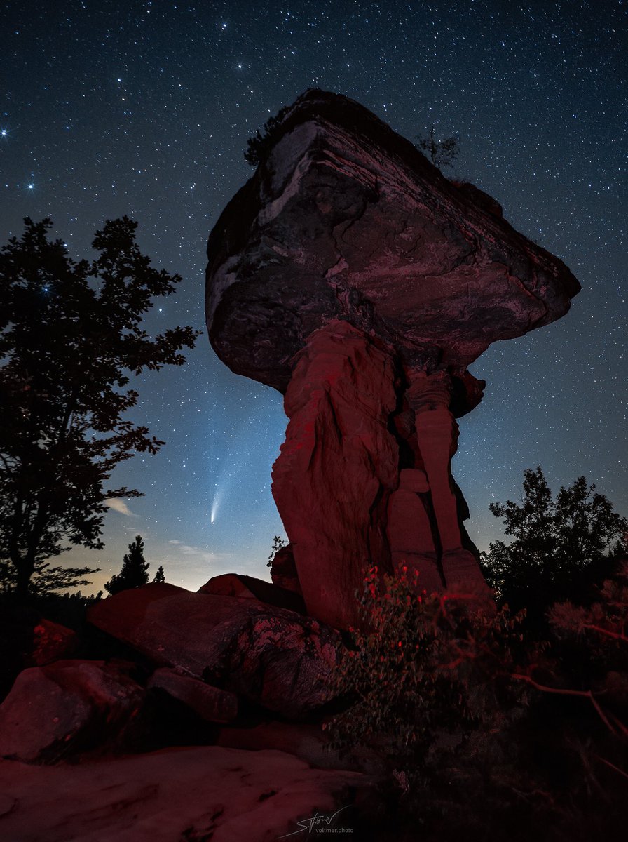 The comet last night observed from the Devil’s Table (Teufelstisch).
This landscape symbol is a 14 meter high mushroom rock in the Palatine Forest, Germany
instagram.com/artcontrasts
.
.
.
#neowise #comet #neowisecomet #devilstable #teufelstisch #forest #nightpic #twan @twanight