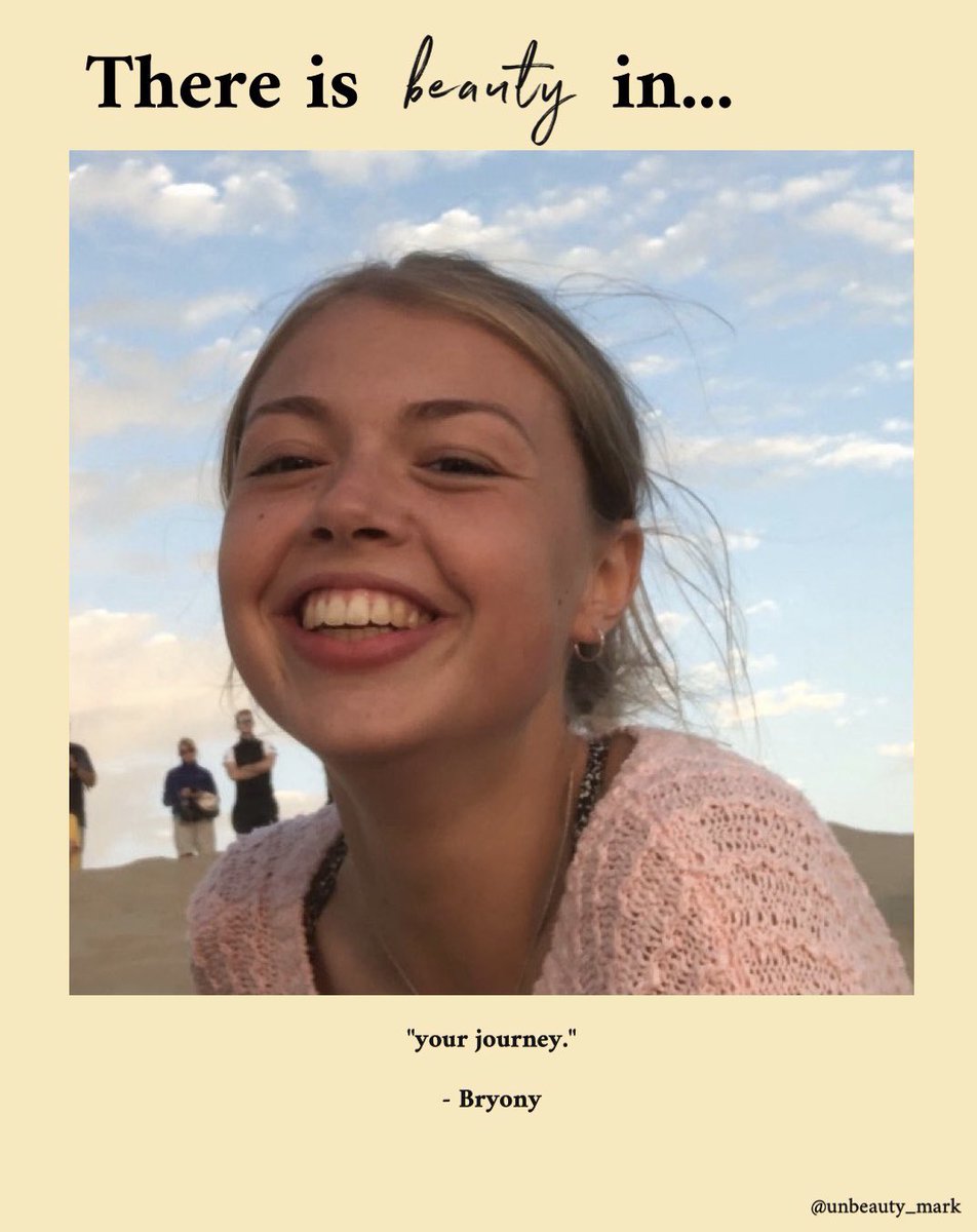 unbeautymark's tweet photo. Thank you for sharing, Bryony! Remember to find the beauty in your everyday. Share the beauty in your life by filling in the blank and messaging your response with a photo of yourself to @unbeautymark.
#thereisbeautyin #beautyis #unbeautymark #thebeautywithin https://t.co/UjTTSyHdag