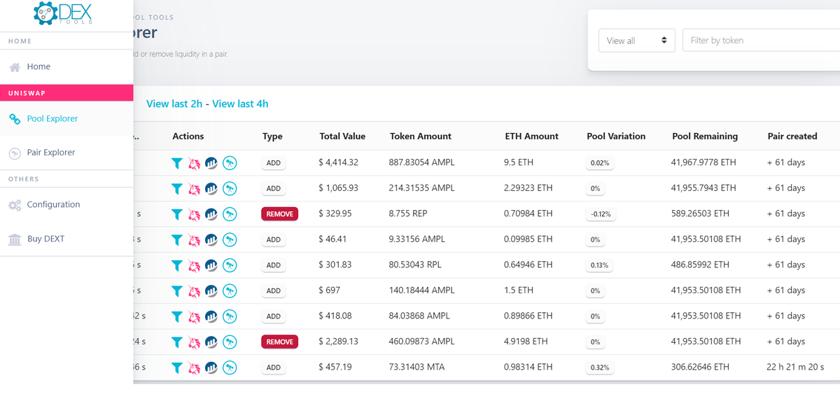 DEXToolsApp's tweet photo. Hi $DEXT followers, We already introduced some features of the Uniswap Pair Explorer, now you can go to your favorite coin on Pool Explorer, click on the Blue Telescope and it will drive you to the selected pair where you can see last Buys/Sells in Real time. Enjoy it. https://t.co/jHzXBP8X6Y