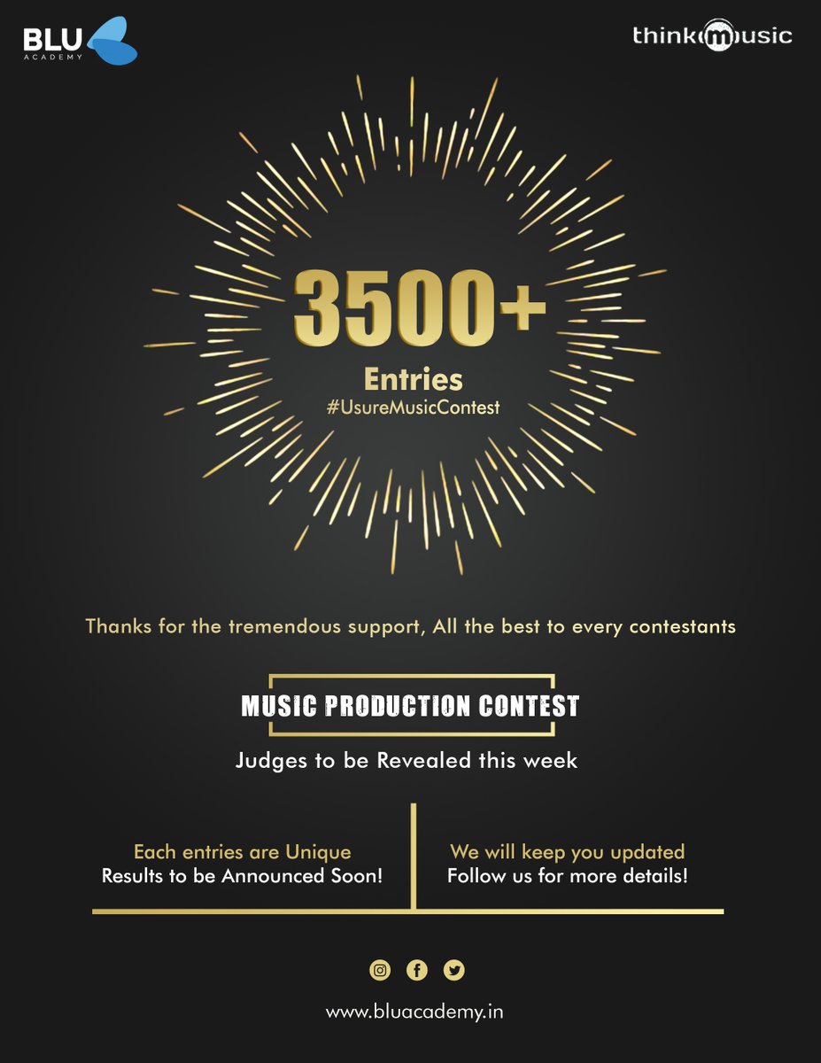 thinkmusicindia's tweet photo. #ThinkReimagine
Thank you for the Massive Response to #UsureMusicContest - Results will be annouced soon !!
@Music_Siddhu @academy_blu https://t.co/zi9fzGPmHC