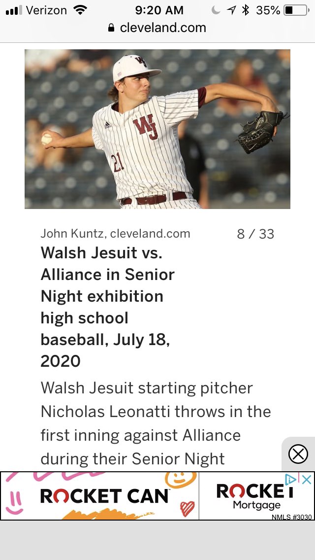 BlaseLeonatti's tweet photo. Great night at Canal Park last night. Walsh Jesuit won the game 23-1. Nick pitched the first two innings. It was a great end to his wonderful Walsh Jesuit career. https://t.co/kEEO01ROun