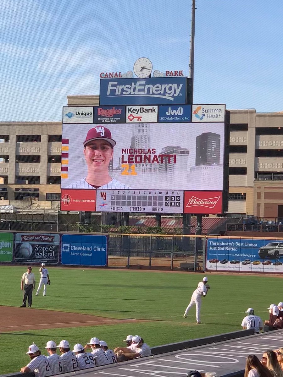 BlaseLeonatti's tweet photo. Great night at Canal Park last night. Walsh Jesuit won the game 23-1. Nick pitched the first two innings. It was a great end to his wonderful Walsh Jesuit career. https://t.co/kEEO01ROun