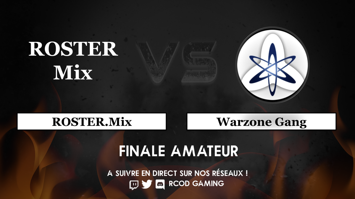 TournamentChmps's tweet photo. [#RCODLAN]

⏰Nous sommes en avance sur les plannings ! On lance la finale.
💪L'heure de la finale AMATEUR ! #ROSTERMix affronte #WarzoneGang pour remporter ce Bracket Amateur ! 
Un match au sommet !

❓Qui va l'emporter ?

➡️Toujours au même endroit : https://t.co/WoGQPOX7yi https://t.co/ua1toHhb7g