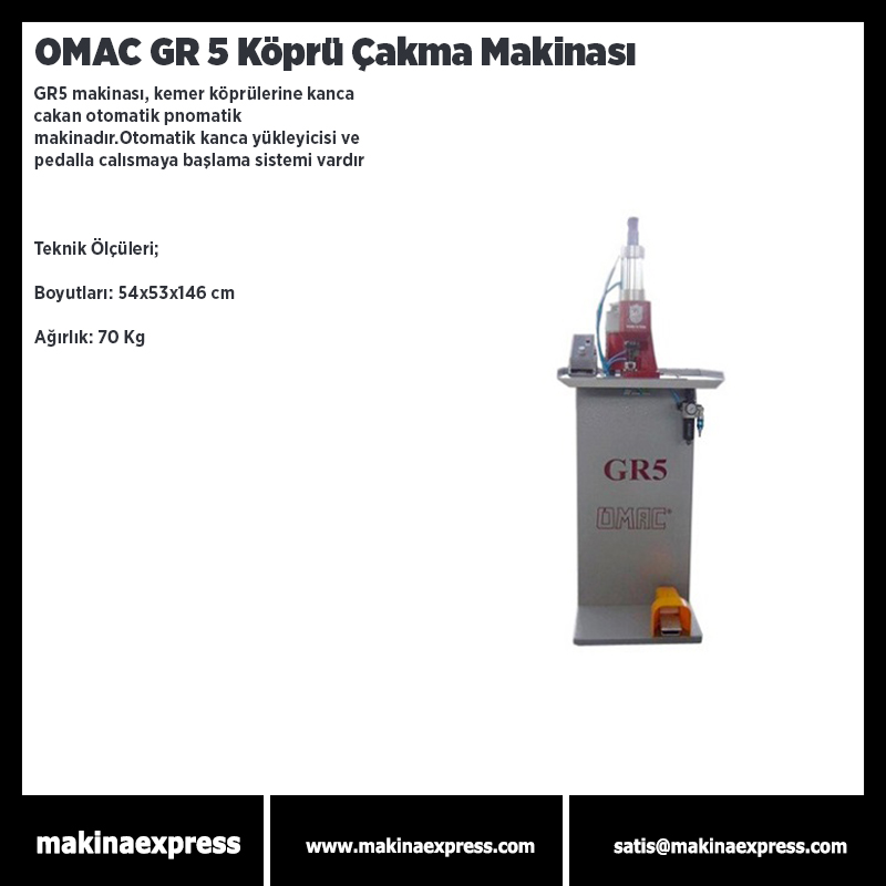 OMAC GR 5 KÖPRÜ ÇAKMA MAKİNASI
#saraciyemakinası #sayamakinası #derikemermakinası #makinaexpress #sayadikişmakinası #konfeksiyondikişmakinası #fortbombe #ayakkabımalzemesi #saraciyemalzemesi #ökçeborusu #sarfmalzemesi #makinaaksesuarları