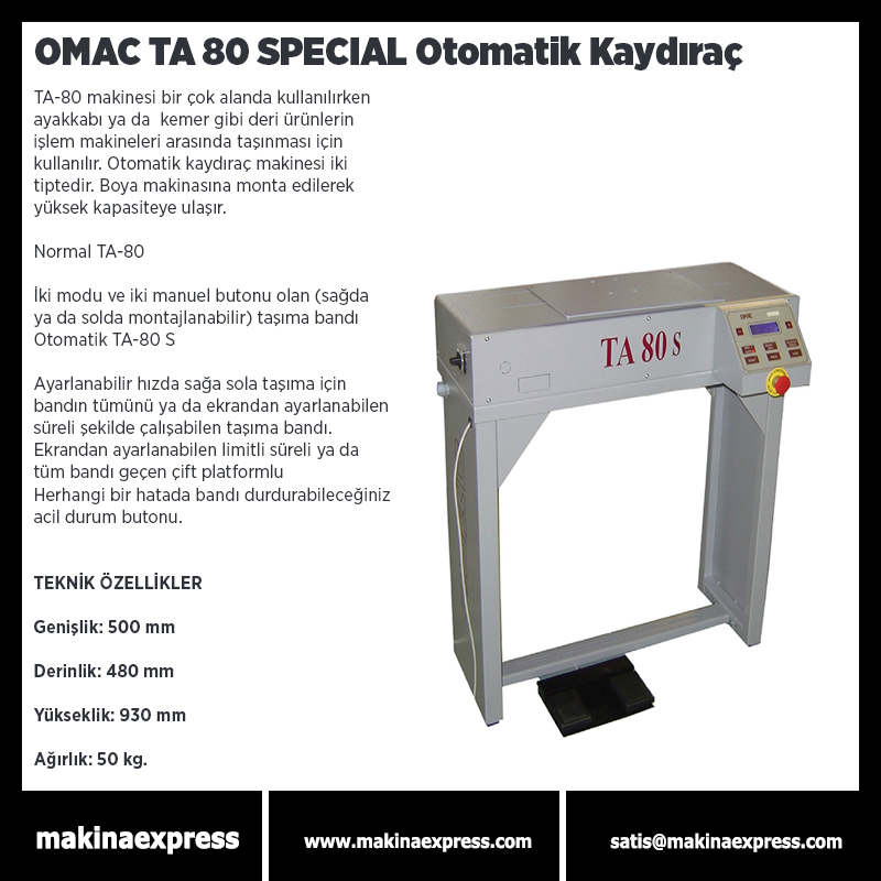 OMAC TA 80 SPECIAL OTOMATİK KAYDIRAÇ
#saraciyemakinası #sayamakinası #derikemermakinası #makinaexpress #sayadikişmakinası #konfeksiyondikişmakinası #fortbombe #ayakkabımalzemesi #saraciyemalzemesi #ökçeborusu #sarfmalzemesi #makinaaksesuarları #yedekparça #ökçeiçkalıpmalzemesi