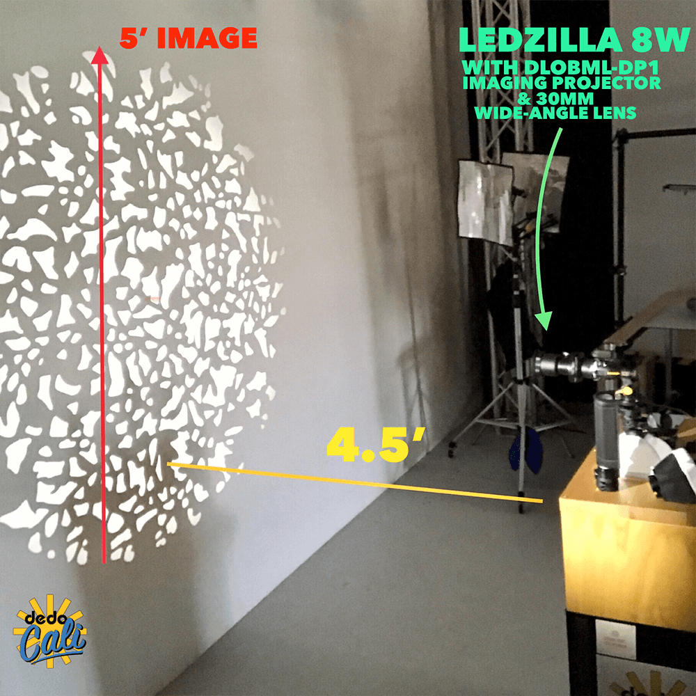 DedolightCALI's tweet photo. Tiny Ledzilla 8w dedo with a new DLOBML-DP1 projector 4' from the wall. Have a 30mm wide-angle lens on this - see how much coverage you can get at close distance! Find projectors and lens here - https://t.co/RD1n32uZDq

#local728 #gaffer https://t.co/DsCIWK42Bf