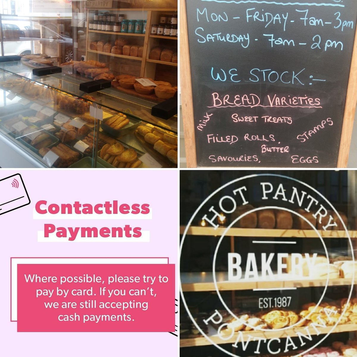 hotpantrybakery's tweet photo. @hotpantrybakery will be open an ready to serve you for all your essential needs from 7am untill 3pm #shoplocal #pontcanna #essentials #freshbreads #sweettreats #savouries #veganfood #breadvarieties #safetyfirst https://t.co/iQ7tZk5DQ0