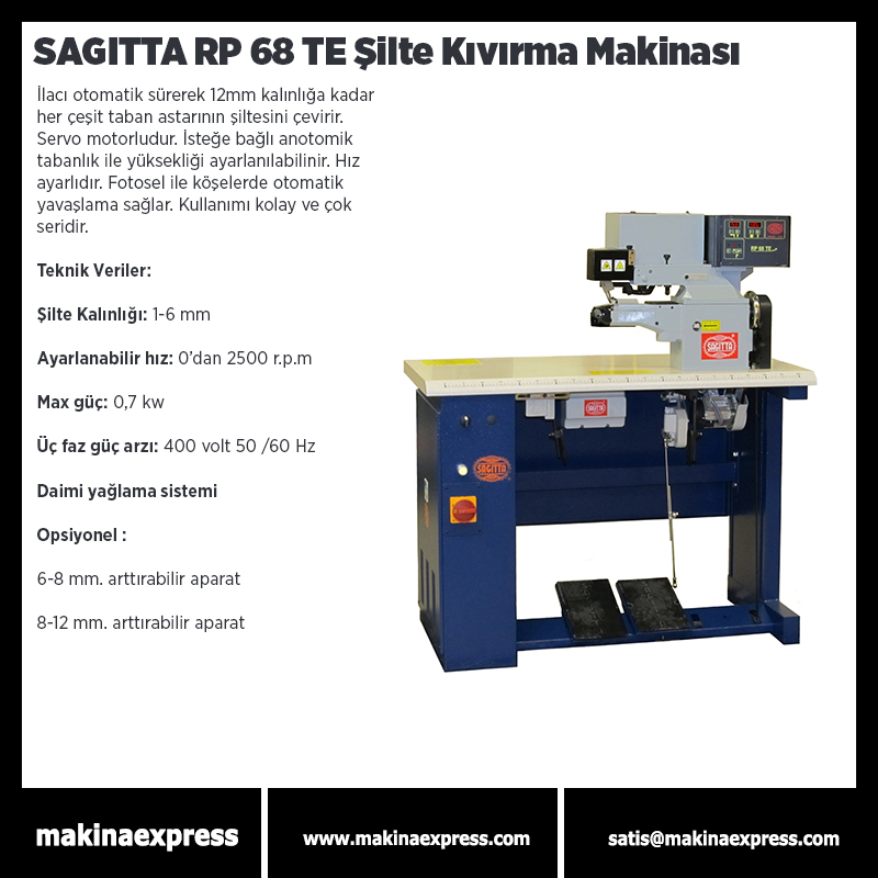 SAGITTA RP 68 TE ŞİLTE KIVIRMA MAKİNASI
#saraciyemakinası #sayamakinası #derikemermakinası #makinaexpress #sayadikişmakinası #konfeksiyondikişmakinası #fortbombe #ayakkabımalzemesi #saraciyemalzemesi #ökçeborusu #sarfmalzemesi #makinaaksesuarları #yedekparça #ökçeiçkalıpmalzemesi