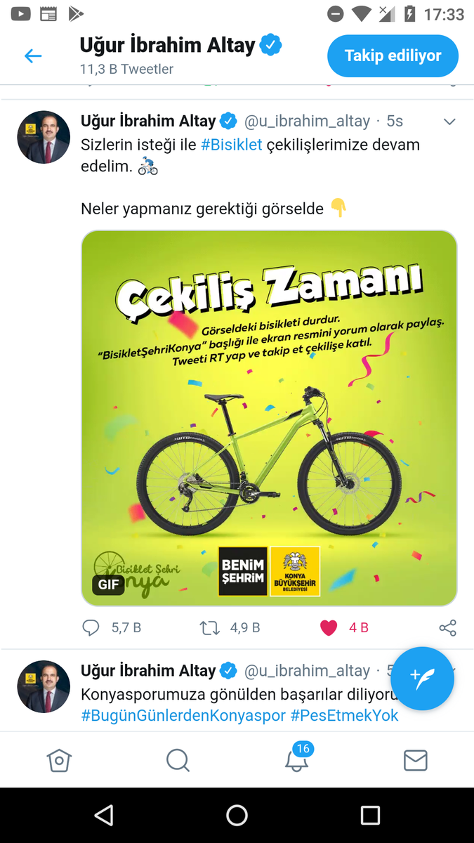 MKRC24's tweet photo. @u_ibrahim_altay #BisikletŞehriKonya 
Teşekkürler @u_ibrahim_altay 
Teşekkürler @Konyabuyuksehir 
#Bisikletsehrikonya #Bisiklet 
#EnUzunBisikletYolu #Konya #UgurİbrahimAltay #BenimMemleketim #BenimBelediyem #BenimBaskanim https://t.co/s3hVbFwbl9
