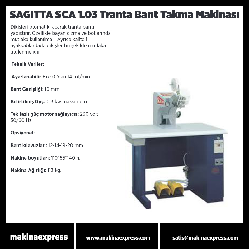 SAGITTA SCA 1.03 TRANTA BANT TAKMA MAKİNASI
#saraciyemakinası #sayamakinası #derikemermakinası #makinaexpress #sayadikişmakinası #konfeksiyondikişmakinası #fortbombe #ayakkabımalzemesi #saraciyemalzemesi #ökçeborusu #sarfmalzemesi #makinaaksesuarları #yedekparça