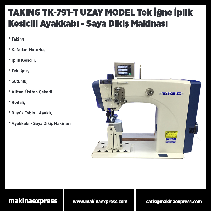 TAKING TK-791-T UZAY MODEL TEK İĞNE İPLİK KESİCİLİ AYAKKABI -SAYA DİKİŞ MAKİNASI
#saraciyemakinası #sayamakinası #derikemermakinası #makinaexpress #sayadikişmakinası #konfeksiyondikişmakinası #fortbombe #ayakkabımalzemesi #saraciyemalzemesi #ökçeborusu