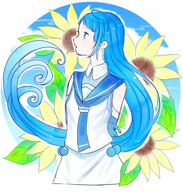おえかき。
五月雨と向日葵 