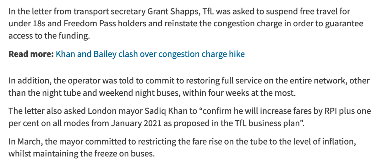 RichmondCycling's tweet photo. @ClaytonBuckland @ChrisK76852117 @KeithPrinceAM @Gareth_Roberts_ @SadiqKhan Literally wrong. TfL required to stop providing free travel for children, and increase fares above inflation. 
https://t.co/H2bLy7ZIZ4 https://t.co/iTLVn9sFyO