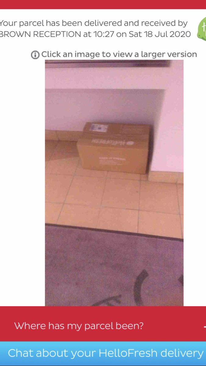 Tried <a href="/HelloFreshUK/">HelloFresh UK</a> one more time but they still think delivering to a random person and leaving it in an open lobby is a ‘safe place’ #hellofresh #wewerein