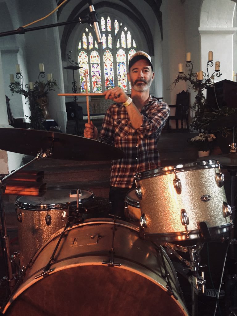 KingsOTSS's tweet photo. @promoterbloke @theagilmore @smokefairies @jimmoray @josienneclarke @jimcausley Was lots of fun that gig and what a brilliant poster! Here’s a pic of Evan Jenkins, our drummer, after the sound check, getting in the zone.... Here’s looking forward to when we can all promote gigs and play ‘em again!! https://t.co/WBZBtI2vtZ