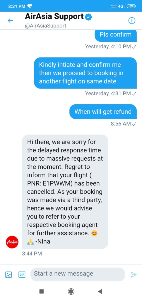abhay_32kumar's tweet photo. @YatraOfficial @Yatra_Care rescheduled flight on 20th also canceled please process refund urgent basis. https://t.co/Q04PPwcTSn
