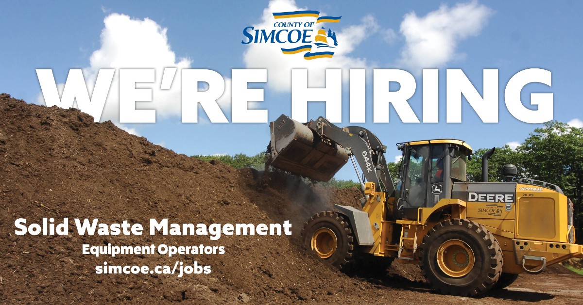 simcoecounty's tweet photo. The County is currently seeking interested and dedicated individuals to join our Solid Waste Management team. Interested in becoming an Equipment Operator? Find out more by visiting https://t.co/xSfxv7nsXh. https://t.co/Lxi2Xz2ufj