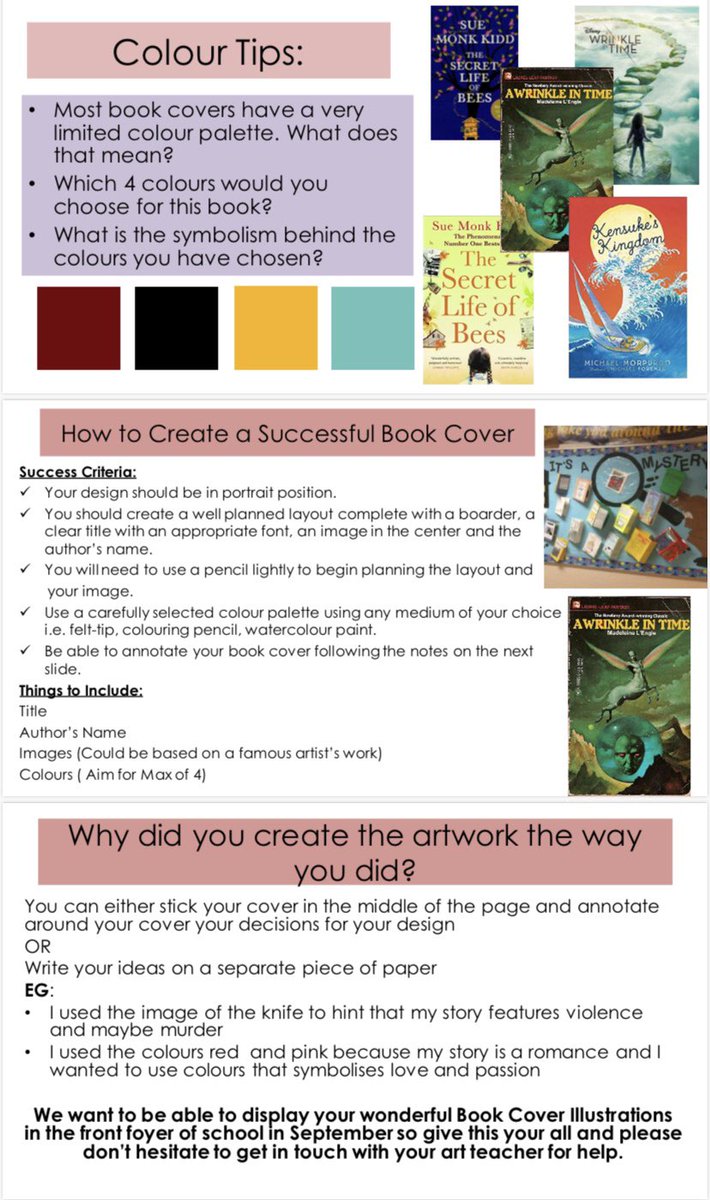 The Summer Literacy Project has begun! I have attached some of the slides you can find on SMHW. We already have an amazing entry from Kathaysa in 8A from @LambethAcademy. Have a look for some inspiration! Email me at miriam.ellen@lambeth-academy.org if you have any Q's!