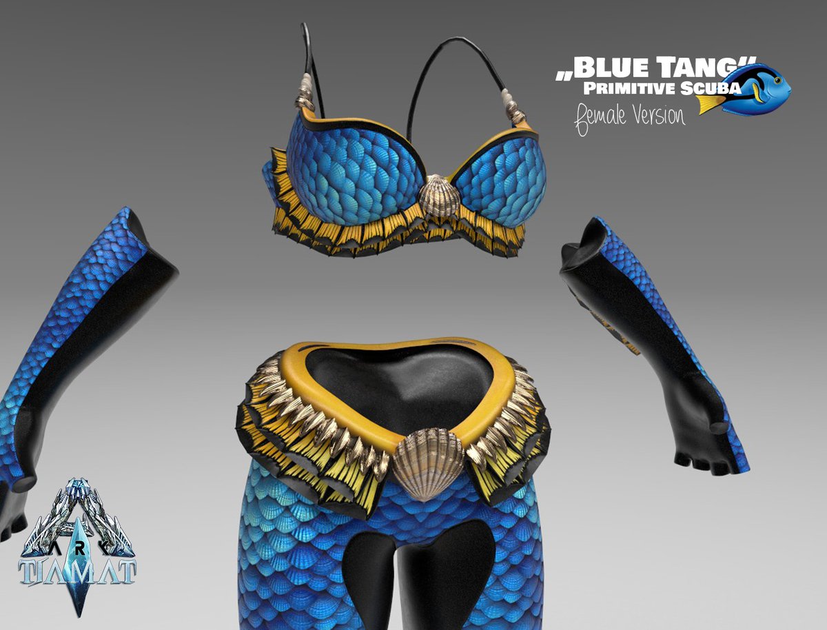 ProjectTiamat's tweet photo. ...and here it is! The "Blue Tang" Scuba for female characters. Wearing this will guarantee you a lot of attention at the beach 😋 

@survivetheark @ZenRowe #ARKModProgram #playARK #modding #blender #substancepainter #ue4 #armor #scuba #bluetang #dori #letsgodiving #projecttiamat https://t.co/nIXyVv8SdS