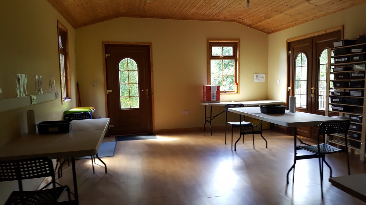 anyone4science's tweet photo. All set for our #newmormal in venue camp starting tomorrow.. 4 per pod this week. Washing up stations at each table. Each child's kit is packed in a pizza box #sumner2020 #staysafe #covid19 https://t.co/gvPSpLYLPS