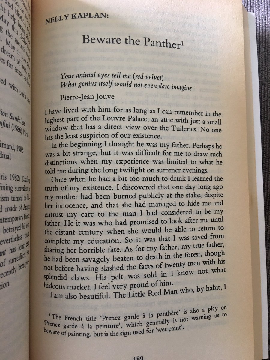 Both volumes of the Dedalus Book of Surrealism focus on narrative fiction, though few of the pieces they contain are as straightforward as that. Michael Richardson’s stimulating introduction distinguishes surrealist writing from the pastiche surrealism of Angela Carter.