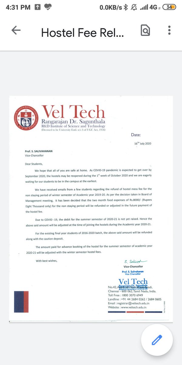 BABA021's tweet photo. #Veltech Rangarajan Dr sagunthala R &amp;D institute of science and technology,Avadi Chennai Tamil Nadu
@aajtak 
@AICTE_INDIA 
@PMOIndia 
@ugc_india 
@bbctamil 
@ms_aicte 
@HRDMinistry 
@ChennaiTimesTOI 
@News18TamilNadu 
@CMOTamilNadu 
Take action
Please save the student hostel fee. https://t.co/oIC34ElHKu