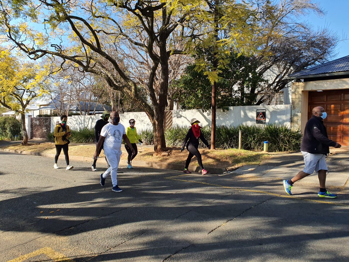 NelsonMandela's tweet photo. Today Jerry Mabena, Deliwe Radebe, Thembi Khumalo, Mandla Dakada, Mo-G, Thabiso Chauke &amp; Yaseen Theba walked from Mandela 2 Mandela (Nelson Mandela Foundation to Mandela House) ending with providing support to a nearby orphanage in the spirit of making every day a #MandelaDay https://t.co/6WyunHxS41