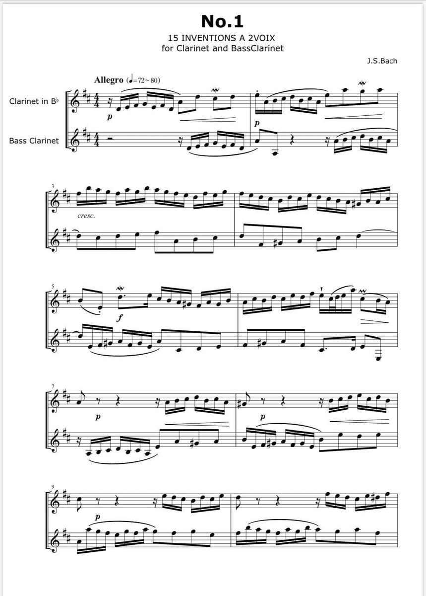 作品紹介】 『15 INVENTIONS A 2VOIX for Clarinet and BassClarinet