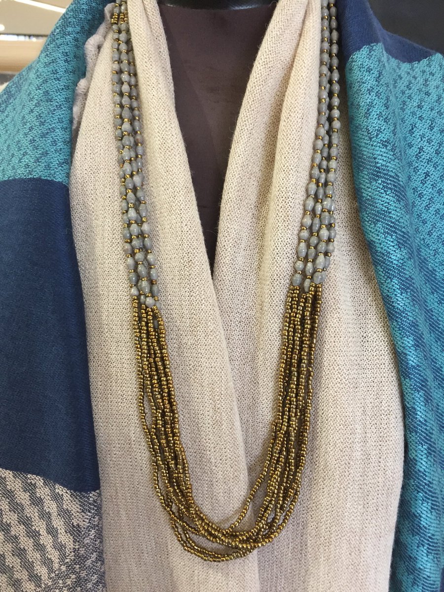 Winter tones. Makindye necklace created by hand in Uganda. #africanstyle #africanjewelry #uganda #africa #artisan #madebyhand #selfsufficient #empowerment #socialenterprise #afribeads #paperbeads #handcrafted