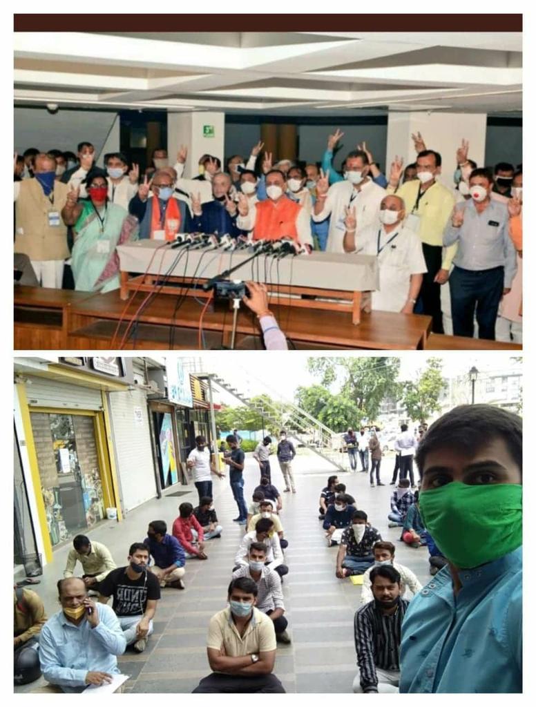આજે શિક્ષિત બેરોજગારોની ગાંધીનગરમાં મિટિંગ હતી અને સરખામણી કરતો આ ફોટો કોઈએ મને મોકલ્યો, ફરક એટલો છે કે બેરોજગારોની અટકાયત કરી દેવાઈ.