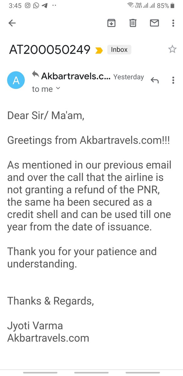 SurveNaved's tweet photo. Since ma ticket for Air India Express was booked via Akbar Travels I even contacted them they saying Airline not giving refund. Whom to blame where to fight? @AkbarTravOnline @AkbarTravelsIN @FlyWithIX @airindiain @HardeepSPuri @HardeepPuriLies https://t.co/sYU2cZyoko