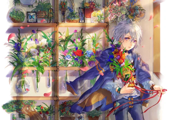 花と少年が多い? #男の子のイラストだけで興味を持ってくれる方へ届け 
