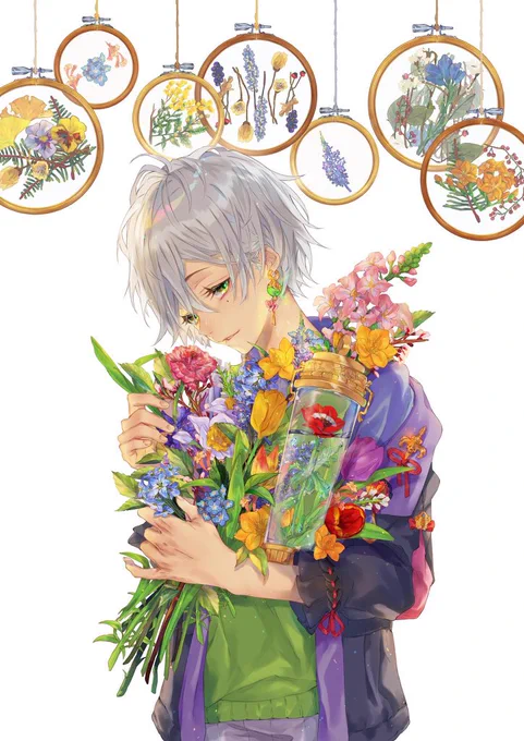 花と少年が多い? #男の子のイラストだけで興味を持ってくれる方へ届け 