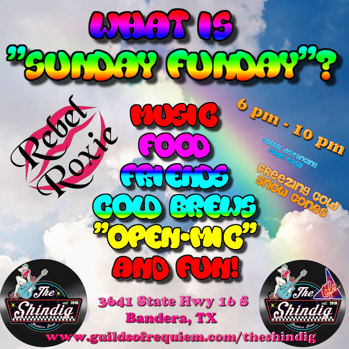 Shindig_Bandera's tweet photo. Come on out on July 26th and join in the Shindig with Rebel Roxie from 6pm - 10 pm.  Bring your instrument and join in the band, or take center stage on by yourself.  Share in with community fun and entertainment. https://t.co/m54ArkhLzv