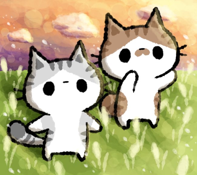 おはまじろう 夕焼け 今日は曇りだったけど 最近夕焼けがキレイで夕方に空を見るのが好き 夕焼け 夕焼け空 夕日 夕陽 ねこ ネコ 猫 ねこイラスト イラスト T Co Kgm8jf2ccn Twitter