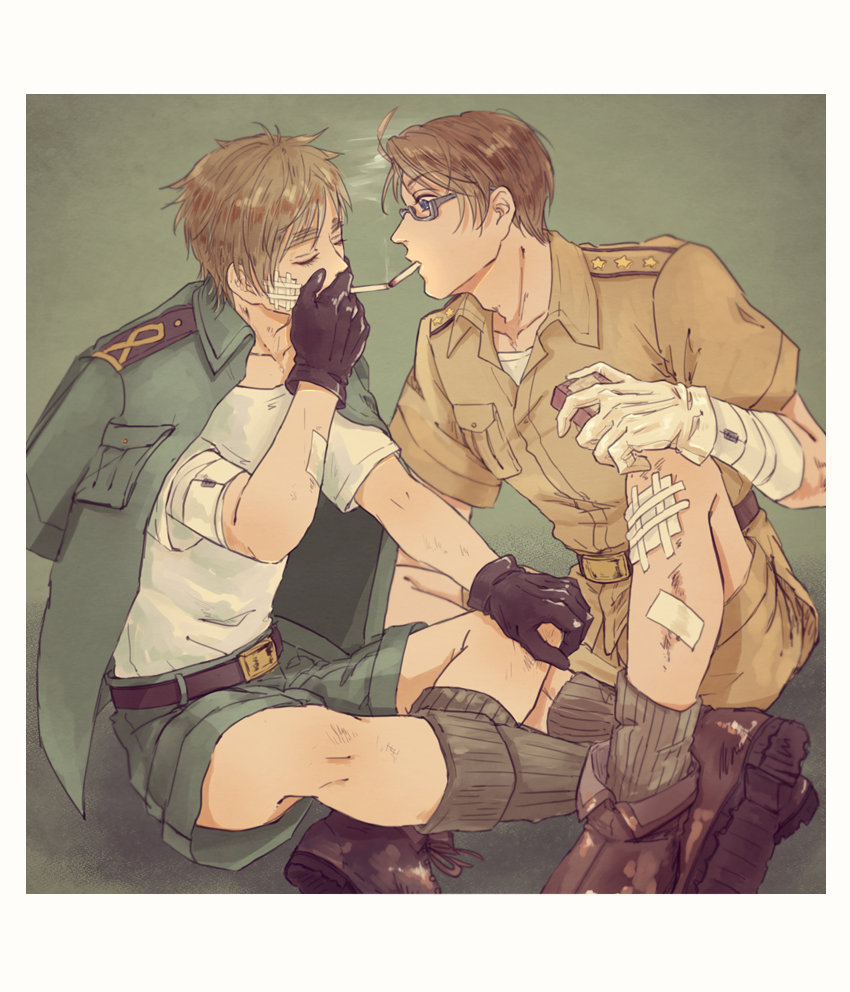 べいえい
アルアサ

やっと描けた半袖半ズボン軍服　最高すぎる
アルが白手袋、アーサーが黒ってのがまた良いよね