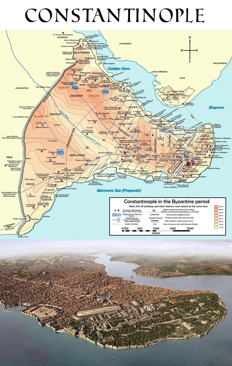 Bizans dönemi İstanbul haritası ve projeksiyonu