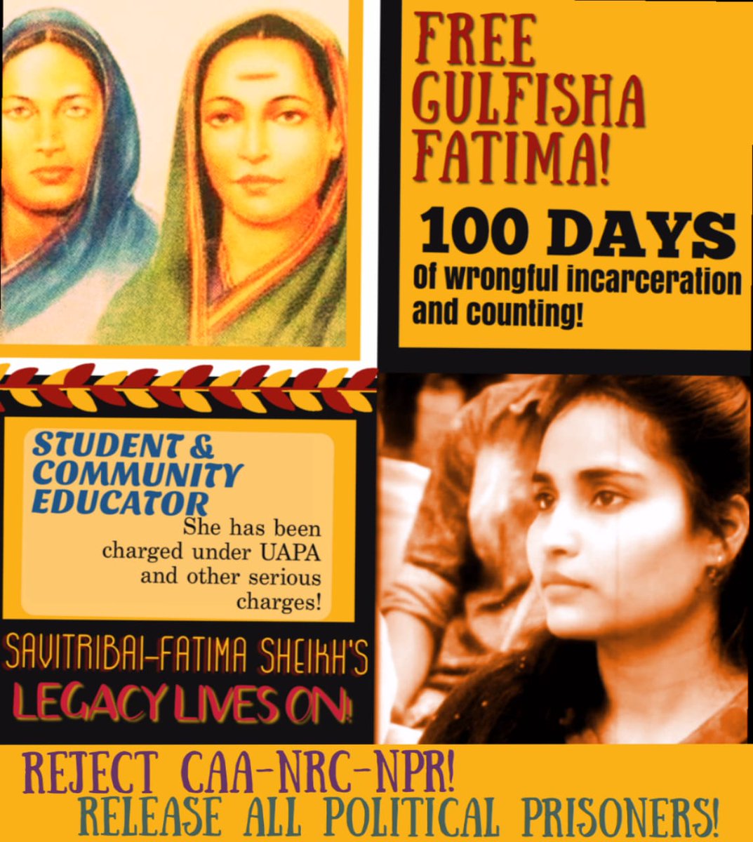 meeracomposes's tweet photo. Gul didn't use her degree to set herself apart from the rest, but rather struggled to bridge the gap between those with access to education & those without. In many ways she imbibes the spirit of #Savitribai & #FathimaSheikh. A real ray of hope. #FreeGulfisha #100DaysofInjustice https://t.co/f70ogc9QJc