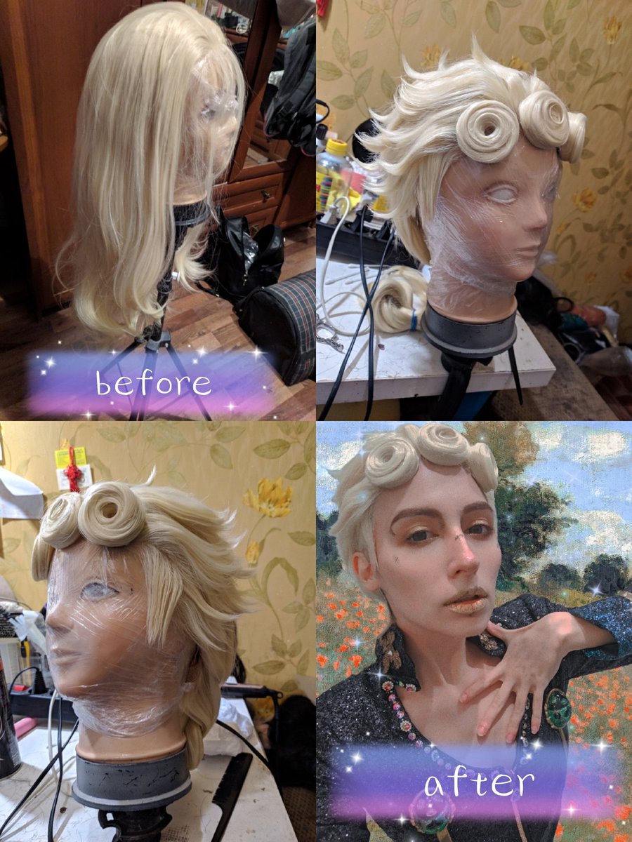 go_v_podval's tweet image. Sometimes I... Make wigs look better✂️
#cosplay #wigmaking