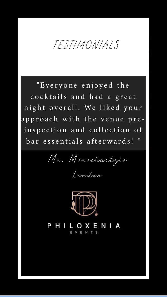 What Our Clients Say About Us!
#testimonials #philoxeniaevents #thenotoriouscocktail