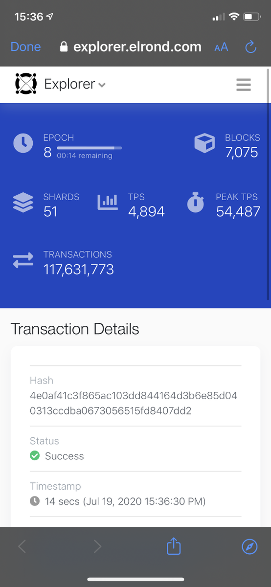 cochinescu's tweet photo. A @TailPath scan was just added to the @ElrondNetwork blockchain in less than a second, while the network was processing ~5,000 transactions per second. 🔥
This is how the future looks like!
Congrats @beniaminmincu @luciantodea @LucianMincu @fixone and the team! #blockchain $erd https://t.co/XxuJeVsfsX