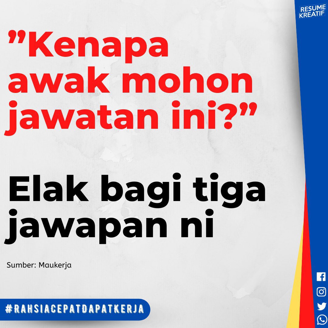 resume_kreatif's tweet photo. Soalan Maut Temuduga😥😥
”Kenapa Awak Mohon Jawatan Ini?” Elak Bagi 3 Jawapan Ni https://t.co/6Jzc4144E7