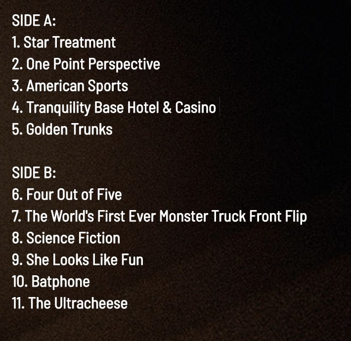top 3 from tranquility base hotel & casino by arctic monkeys