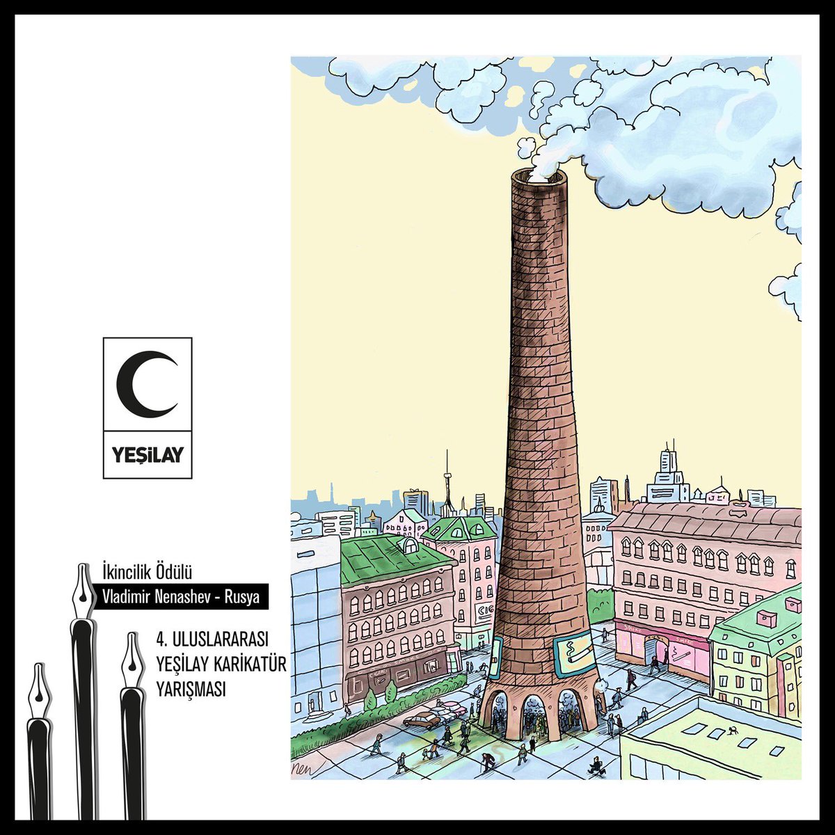 "Bağımlılıklarla Mücadelenin 100. Yılında Sağlıklı Yaşamın Önemi" temasıyla düzenlediğimiz 4. Uluslararası Yeşilay Karikatür Yarışmamızın ikincisi; Vladimir Nenashev – Rusya. #Yeşilay #UluslararasıKarikatürYarışması #Karikatür #Cartoon #CartoonContest