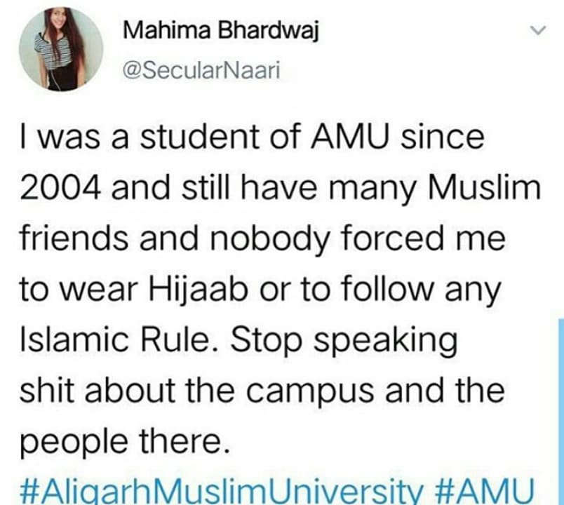 selfishhuman1's tweet photo. Don't try to break our Hindu Muslim Unity by raising false propaganda
and stop defaming or target AMU
#WeareAligs
#StopDefamingAMU https://t.co/5LbTa0lRJo