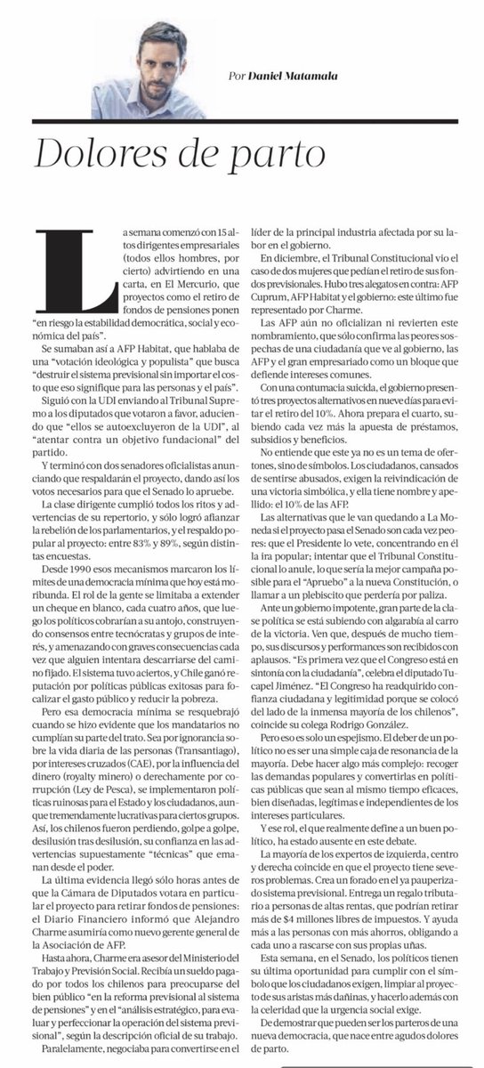 DMatamala's tweet photo. Dolores de parto. La columna de hoy 👇 https://t.co/C3FXDzTj9C