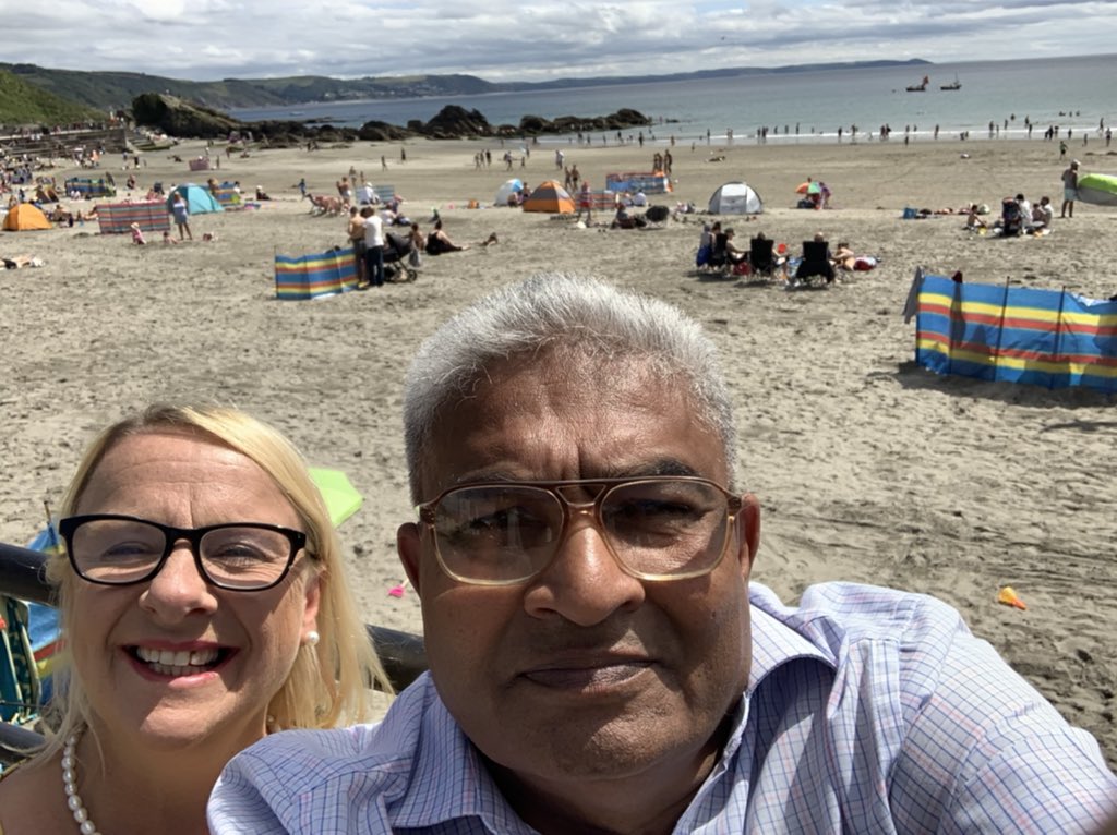 PatPatel17's tweet photo. Attended to my spiritual well-being with an online church service this morning. Now seeing to my mental well-being chillling at #Looebeach with the lovely Mrs P. #sunshine #beach https://t.co/wK2KexJqvb
