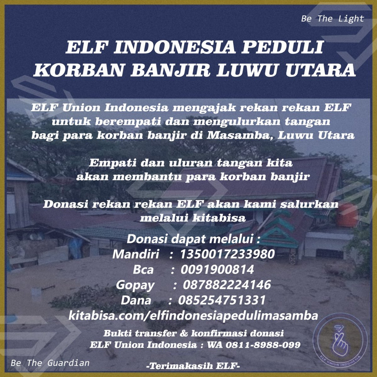 ElfUnionIna's tweet photo. Bagi ELF yang masih ingin berpartisipasi kami masih membuka kesempatan untuk berbagi kepada korban Banjir Lueu Utara Masamba.
#Elfforelf
#wesharewecare
https://t.co/FZOR7xrxpT https://t.co/67ud4gEJVl