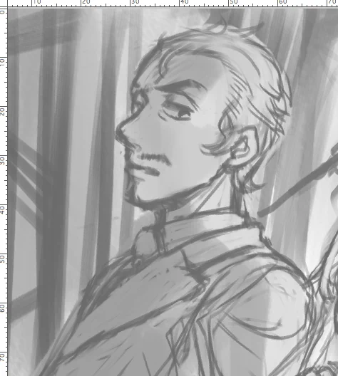 人物だけのつもりで描いてたら背景入れ始めたので完成が遠のいたよ。ところできょーじゅは描きやすいな🙂 